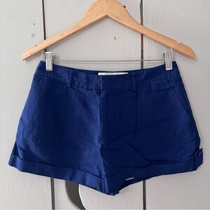 Danielle Fichera Luxury Navy Blue Linen & Cotton Shorts Size 6